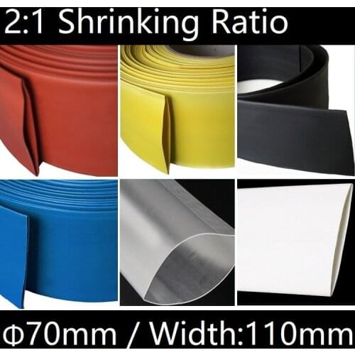 Dia 70mm (Width 110mm) Heat Shrink Tube 2:1 Polyolefin Thermal Cable Sleeve Insulated Wire Protector Wrap DIY Connector Repair