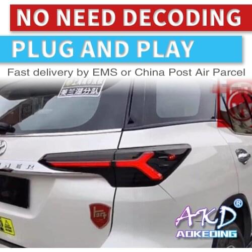 Dynamic Video Car Styling for Fortuner Taillights 2017~2019 year for Fortuner LED Tail Lamp+Turn Signal+Brake+Reverse light