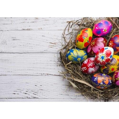 Easter Eggs Wooden Plank Photographic Backdrops Vinyl Cloth Background for Baby Children Family Party Photobooth Photo Studio