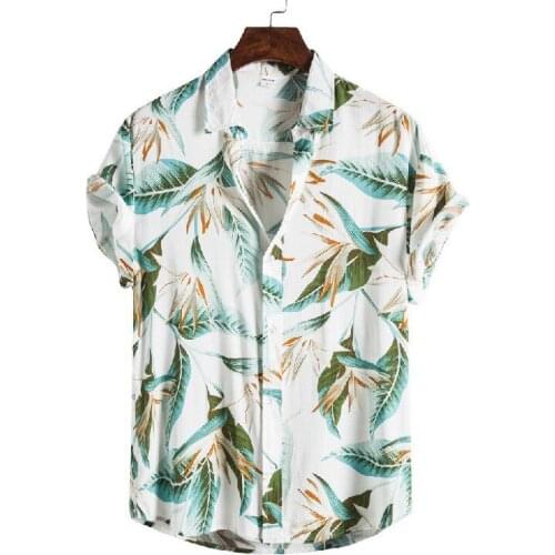 Hawaiian shirt men Streetwear Floral Short Sleeve Cardigan Casual Beach Lapels Blouses Streetwear Tops Mens Harajuku 2021 Shirt