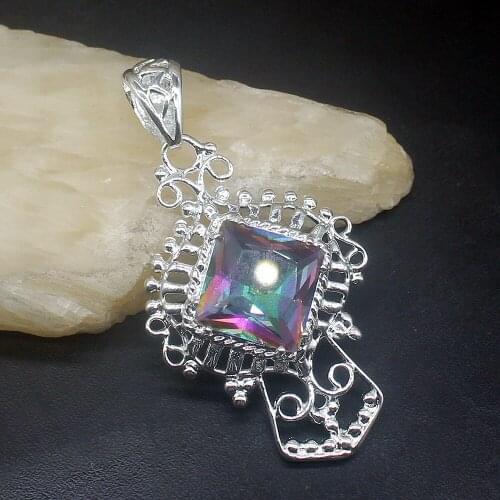 Gemstonefactory Jewelry Big Promotion 925 Silver Adorable Mystical Topaz Women Ladies Mom Gifts Necklace Pendant 20213856