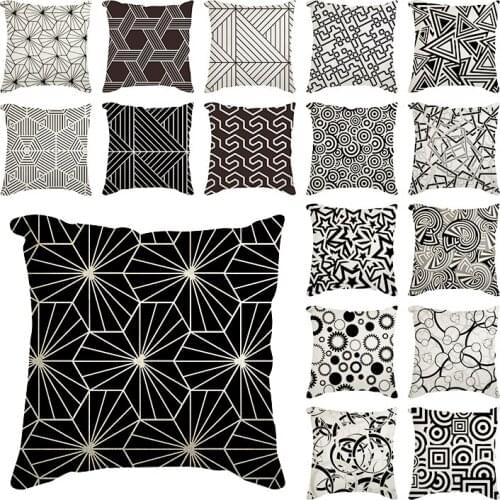 Geometric lines Modern Fashion Clouds pattern Painting Art Cushion Cover Decorative Linen Pillow Case For Sofa Couch Polyester