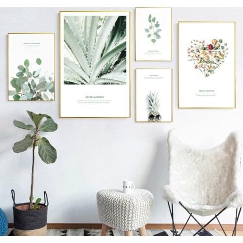 Flower Plant Home Decor Nordic Canvas Painting Wall Art Posters and Prints Cactus Pineapple Picture for Scandinavian Living Room