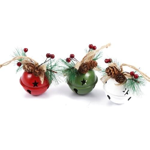 3 Pcs Christmas Tree Decorative Craft Ornament Pendant 6cm Big Ball Bell with Bow Tie Pinecones Home Decoration Accessories