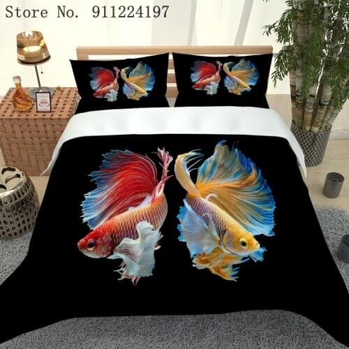 Koi Fish Bedding Set Queen King Sizes Bedclothes For Home 3D Printed Duvet Cover Set With Pillowcase 2/3Pcs Luxury Home Textiles