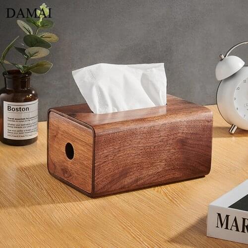 European Simple Walnut Tissue Boxes Solid Wood Bedroom Living Room Pumping Paper Storage Box Hotel Dining Table Napkin Holder