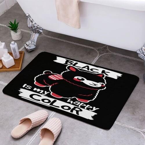 Black happy alpaca 3D Print Doormats Rectangle Non-Slip DoorMat Bedroom Kitchen Entrance Print Door rugs Dropshipping