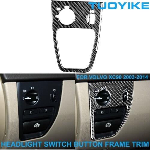 LHD RHD Car Styling Carbon Fiber Inner Front Headlight Switch Button Frame Cover Trim Sticker Panel For VOLVO XC90 2003-2014