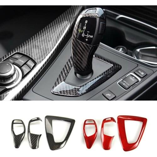 Real Carbon Fiber For BMW F20 F30 F32 F10 F11 F25 F26 F06 F07 F15 F16 I8 F34 F36 Console Gearshift Knob Head Decorative Cover