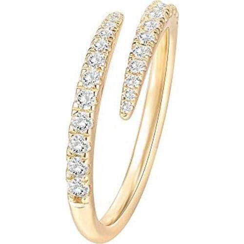 New Simple Full Crystal Wedding Ring Fashion Shiny Zircon Twisted Adjustable Open Rings for Women Engagement Jewelry Gift