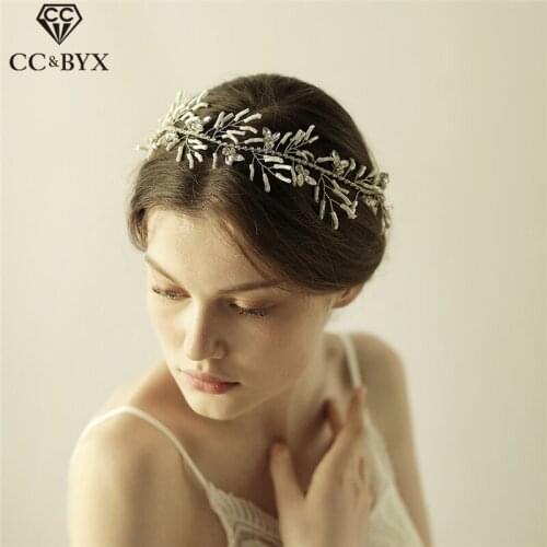 CC Headband Hairband Luxury Handmade Rhinestone Beads Leaf Wedding Hair Accessories For Bridal Enagaement Pageant Jewelry O846