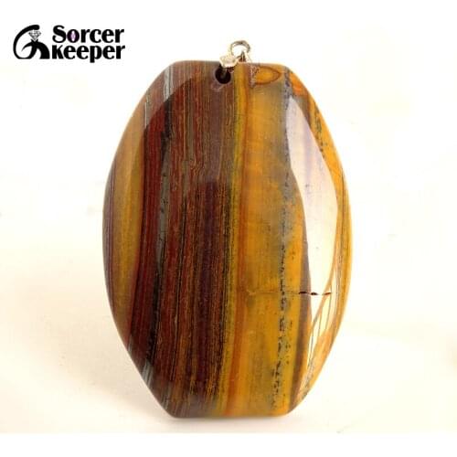 Collares Pendant Necklace Natural Sunset Jaspers Stone Gem Men Jewelry Leather Necklace & Pendant New Fashion Bijoux Women CS066