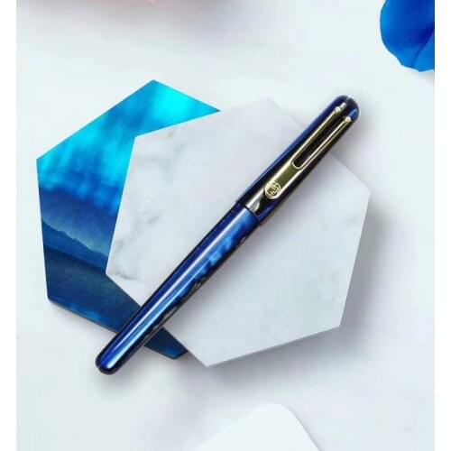 New Picasso Celluloid Fountain Pen Pimio EtSandy Aurora Blue PS-975 Iridium Fine Ink Pen Writing Gift Pen for Business Office