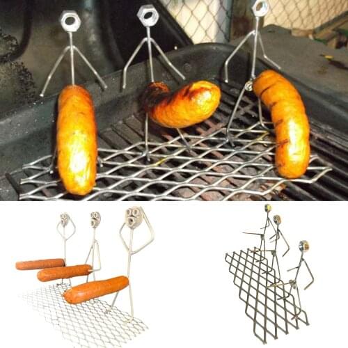 BBQ Hot Dog Roaster Rack Portable Grill Rack Stainless Steel Barbecue Sausage Holder Oven Roaster Stand For Outdoor Regular