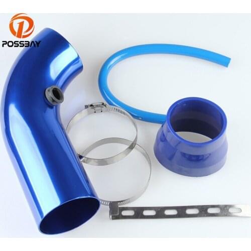 POSSBAY Blue 4Pcs/Set Aluminum Vehicle/Truck/Van/Car Air Intake Tube Pipe Smooth Surface Low Friction Air-Intake Duct Hose 75mm