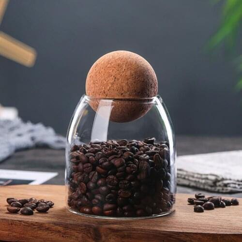 Transparent Glass Sealed Can Glass Storage Tank Food Spice Grains Container with Wood Lid for Serving Tea Coffee Sugar Salt
