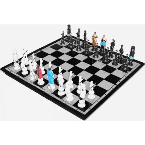 PVC Cartoon Character Magnets Full Set International Chess Pieces Portable Chessboard Family Board Games Children Birthday Gift