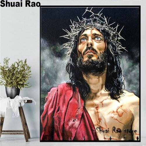 3d photo Custom diamond painting Jesus Crucifixion,full square round mosaic diamond embroidery abstract portrait icons home art