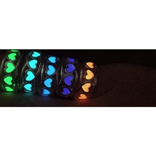 Heart Luminous Fingers Rings For Women Men Open Adjustable Glowing In Dark Wedding Girls Jewelry Gifts Accessories Free Shipping