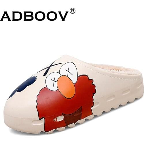 ADBOOV New Unisex Fur Winter Slippers Men Women Furry Flip Flops Warm Plush Shoes