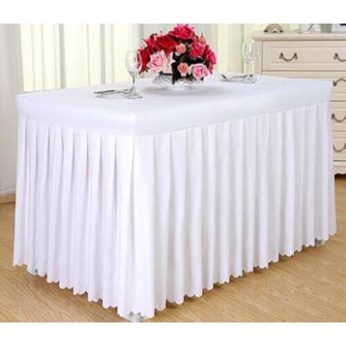 10pcs Polyester Skirt Table Cloth Rectangle Tablecloth White Black Table Cover Wedding Birthday Party Overlay Home Decor