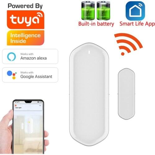 Tuya Smart WiFi Door Sensor Door Open / Closed Detectors Wifi Home Alarm Compatible With Alexa Google Home Tuya APP