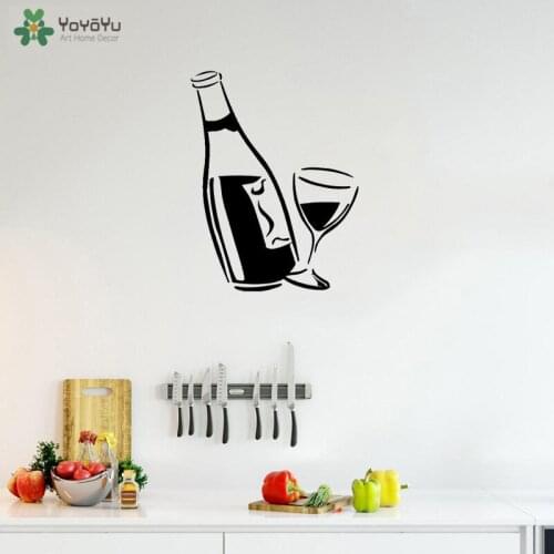 YOYOYU Wall Decal Wine Bottle and Glass Better Kitchen Living Room Decal Wall Sticker Vinyl Art Kitchen Pattern Decoration QQ291