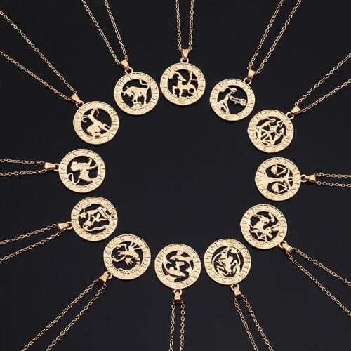 2020 European and American Jewelry Ins Twelve Constellation Necklace Men and Women Constellation Symbol Gift Clavicle Chain