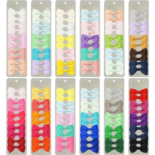 10 PCS/Set Solid Grosgrain Ribbon Hair Bows With Clips Girls Small Bow For Children Kid Headwear DIY Hair Accessories Best Gift