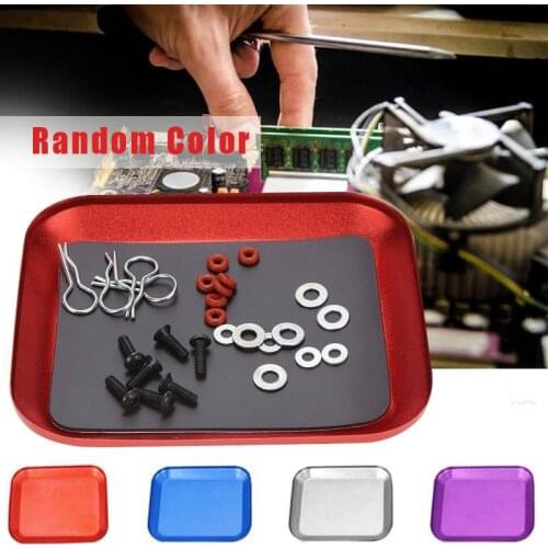 1pc Magnetic Tray Stainless Steel Square Screw Parts Bowl Tray Dish Suction Pad Absorb Dish Storage Tool Color Random