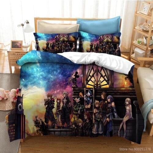 2/3pcs Kingdom Hearts 3D Printed Bedding Set Soft Duvet Cover Set Quilt Cover & Pillowcase Set Bedclothes Twin Full Queen King