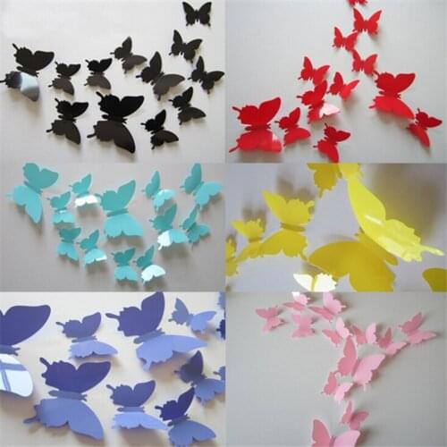 24Pcs/Lot PVC 3D DIY Butterfly Wall Stickers Home Decor Poster for Kitchen Room Adhesive To Wall Decals Decoration