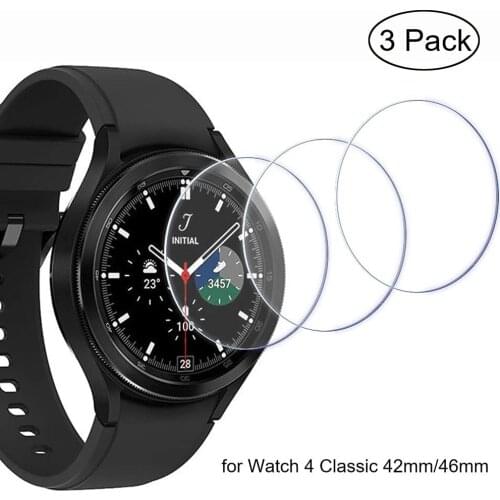 3 Pack for Samsung Galaxy Watch 4 Classic 46mm 42mm Screen Protector Tempered Glass Ultra-Thin Max Coverage Anti-Scratch