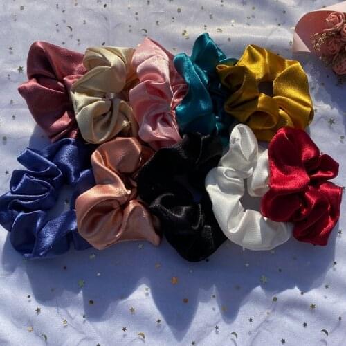 4pcs /lot Fashion Satin Bright Silk hair bands for women velvet Solid scrunchie pack girls elastic hair ties ring Accessories