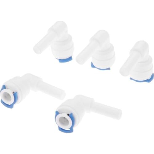 5Pcs Plastic Reverse Osmosis RO Water Elbow Pipe Fittings 1/4" OD Hose Connection Water Purifier Filter Quick Coupling Connector
