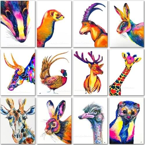 5D Diamond painting animals ostrich giraffe deer rabbit Full Round Diamond mosaic Full Square Diamond embroidery Cross stitch