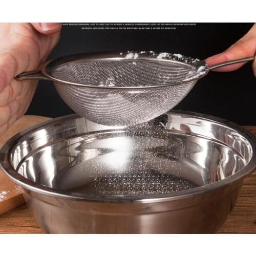 8cm Stainless Steel Kitchen Pastry Tools Stainless Steel Baking Tools Mesh Wire Flour Handheld Screen Mesh Strainer Flour Sieve