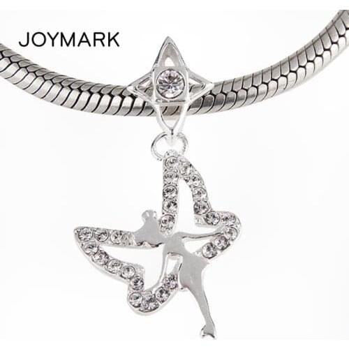 925 Sterling Silver Pixie Dangle Charm Beads White Austrian Crystal Pave Elf Pendants DIY European Jewellery Accessories SDC938