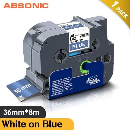 Absonic 36mm Tze565 White on Blue Laminated Label Tape Cassette Cartridge Label tze Tape Tze-565 tze 565 tze565 for P-touch PT