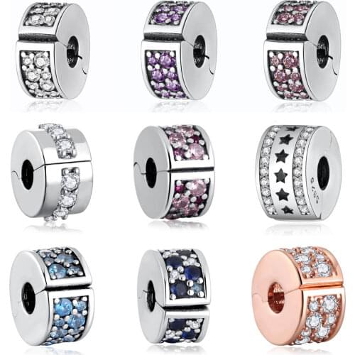 Authentic S925 DIY Jewelry Bead Shining Elegance Path Clips Stoppers Starry Formation Charm for Women Bracelet Bangle