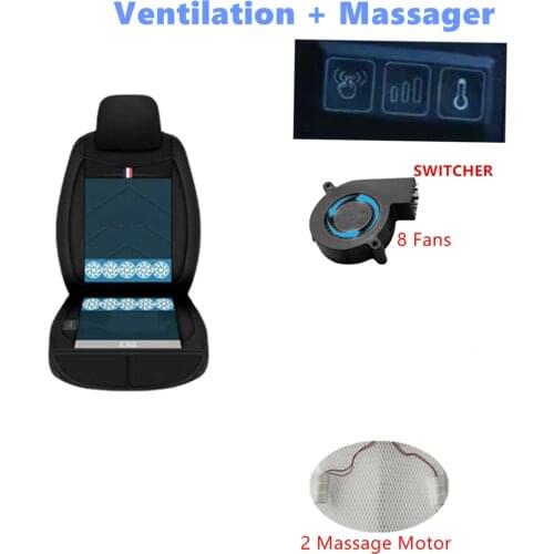 12 V car seat ventilation kit wireless 3 speed remote cool 8 air flow Fan Liner cooler + Massage for cover interior comfort