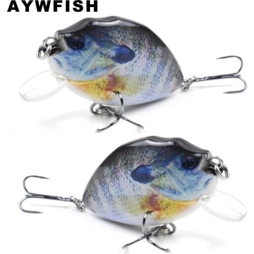 AYWFISH Crankbait 60mm 14.5g Bulegill Fishing Lure Diving Lip Small Panfish Hard Plastic Tackle Slow Sinking Mini Crank Bait