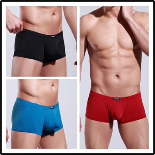 White, red, black, blue, gray Sexy Fashion Nylon Boxer Underwear Men Low Rise U Convex Pouch Mens Underpants Boxers Shorts