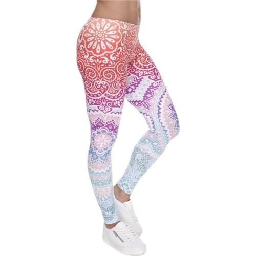 Brands Women Fashion Legging Aztec Round Ombre Printing leggins Slim High Waist Leggings Woman Pants /40