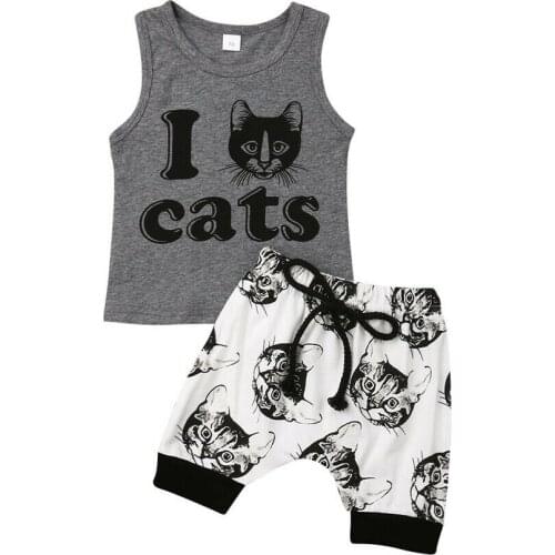 2019 Infant Baby Boys Kids Summer Clothes 0-24M Animal Sleeveless Tank Shirt+Shorts Pants Outfits Set