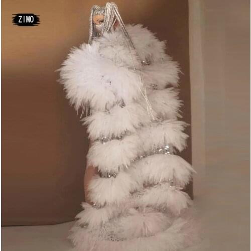 Long coat long sleeve white Sequin mesh pink performance party nightclub designer clothes dance singer drag queen costumes stage