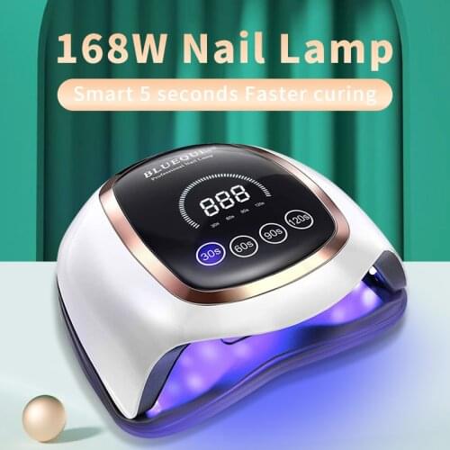 DODDOHOME 168W LED UV nail lamp with automatic sensor and 4 timers. Suitable for all gel polished nail painting nail drying lamp