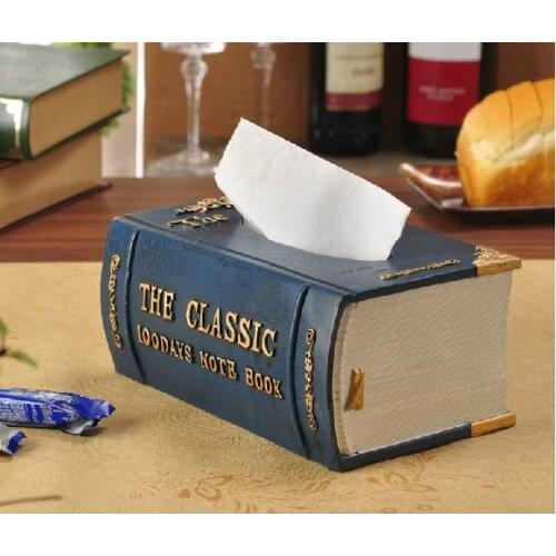 Personality vintage books tissue boxes Resin fashion retro Tissue Box Creative Desktop Storage Box Office Supplies
