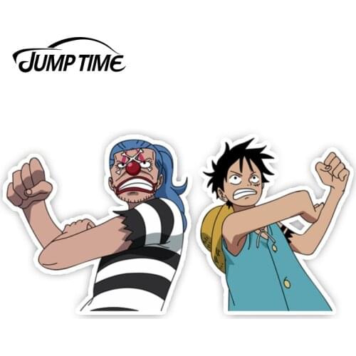 JumpTime 13cm x 6.6cm Doke no Buggy And Mugiwara No Luffy Anime Cool Car Sticker Window Bumper Decal Motorcycle Car Styling