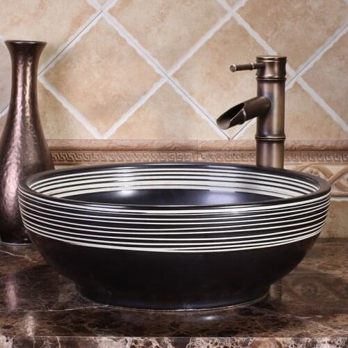 China Artistic Handmade Europe Vintage Lavabo Washbasin Ceramic Bathroom Sink Art Counter Top jingdezhen bathroom washbasin